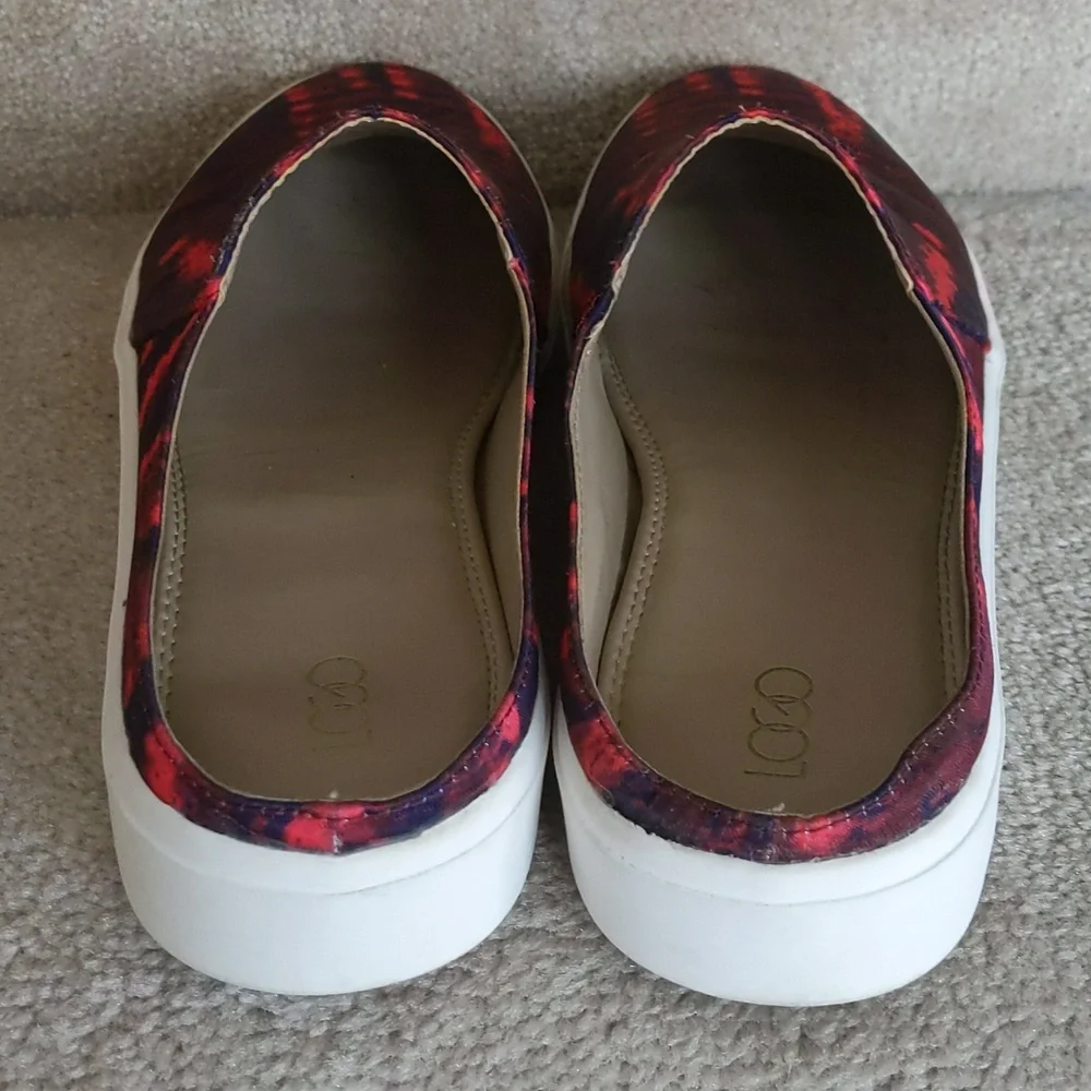 Logo Lori Goldstein Diane Printed Slip On Mule Sneaker 7M Red Blue - Picture 7 of 13